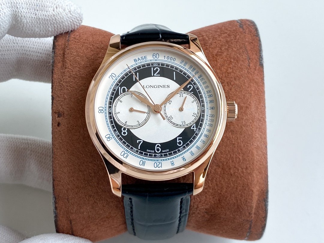 LONGINES 40MM ROSE GOLD DAY-DATE LEATHER