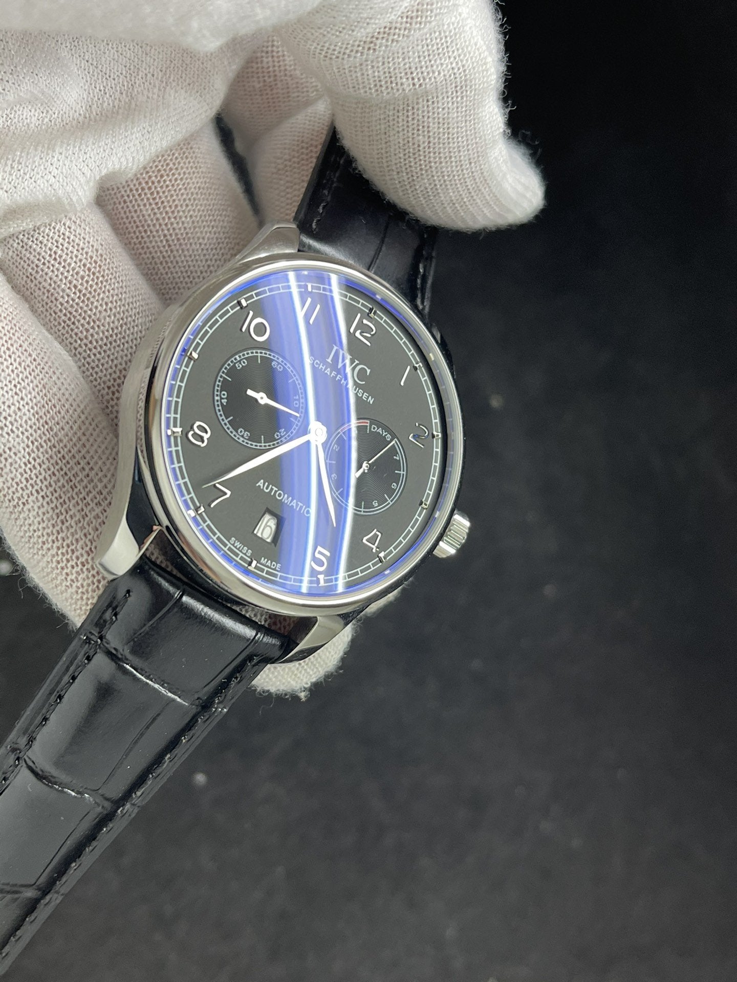 PORTUGUESE 7 DAYS 42MM STEEL CASE BLACK DIAL