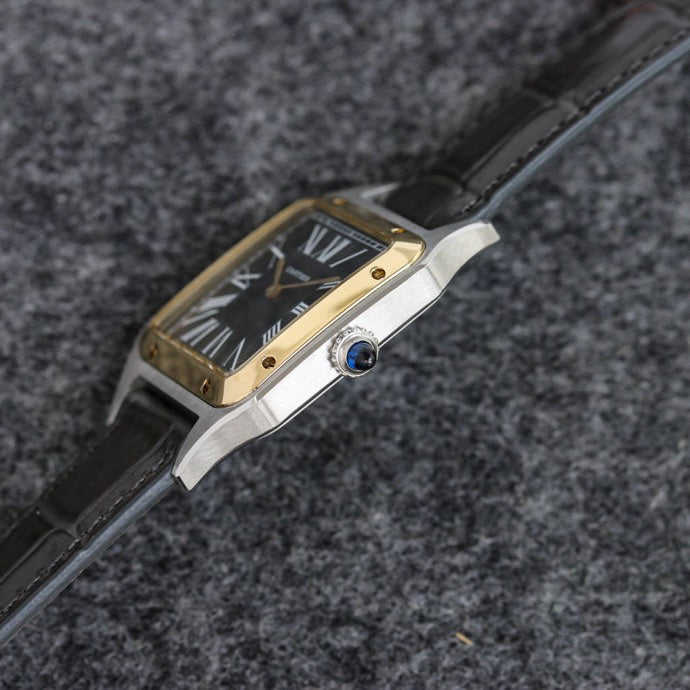 SANTOS DUMONT LADY GOLD CASE LEATHER STRAP