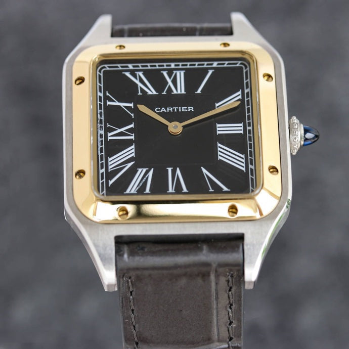 SANTOS DUMONT LADY GOLD CASE LEATHER STRAP