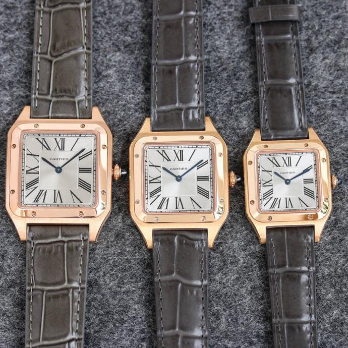 SANTOS DUMONT LADY PINK GOLD CASE LEATHER STRAP