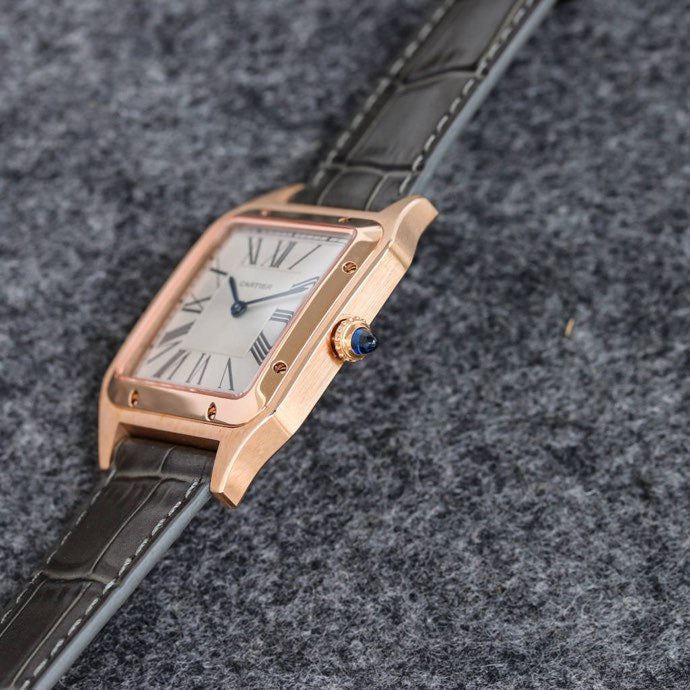 SANTOS DUMONT LADY PINK GOLD CASE LEATHER STRAP