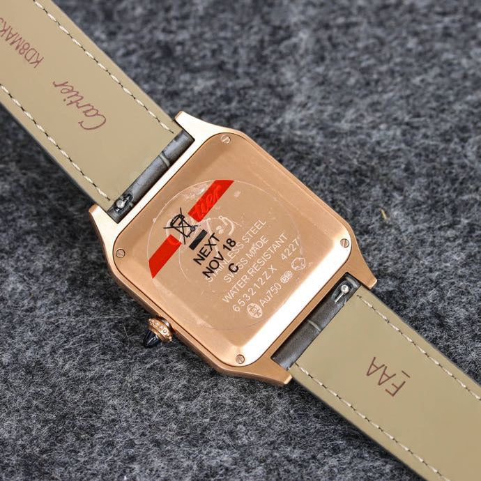 SANTOS DUMONT LADY PINK GOLD CASE LEATHER STRAP