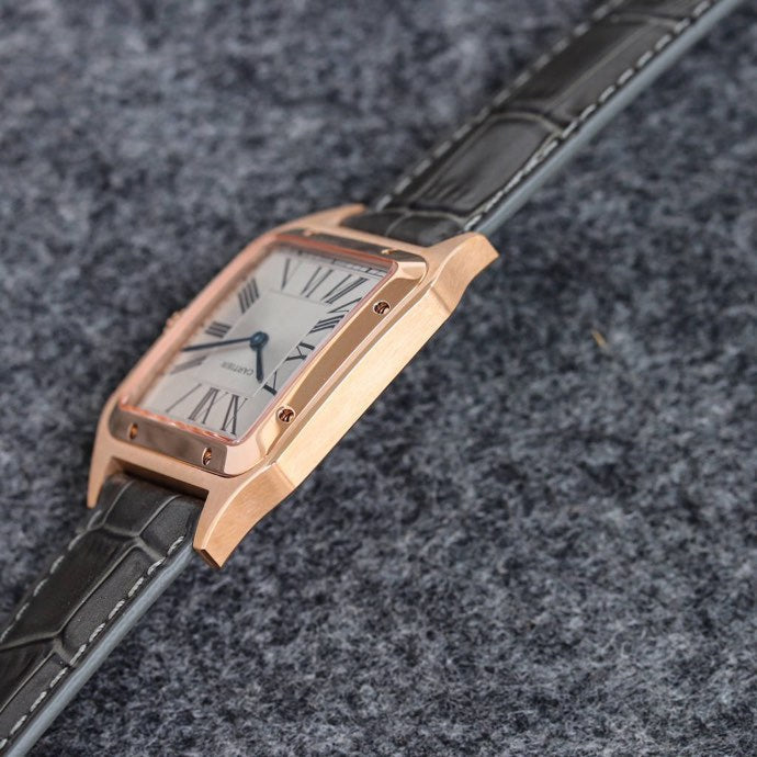 SANTOS DUMONT LADY PINK GOLD CASE LEATHER STRAP