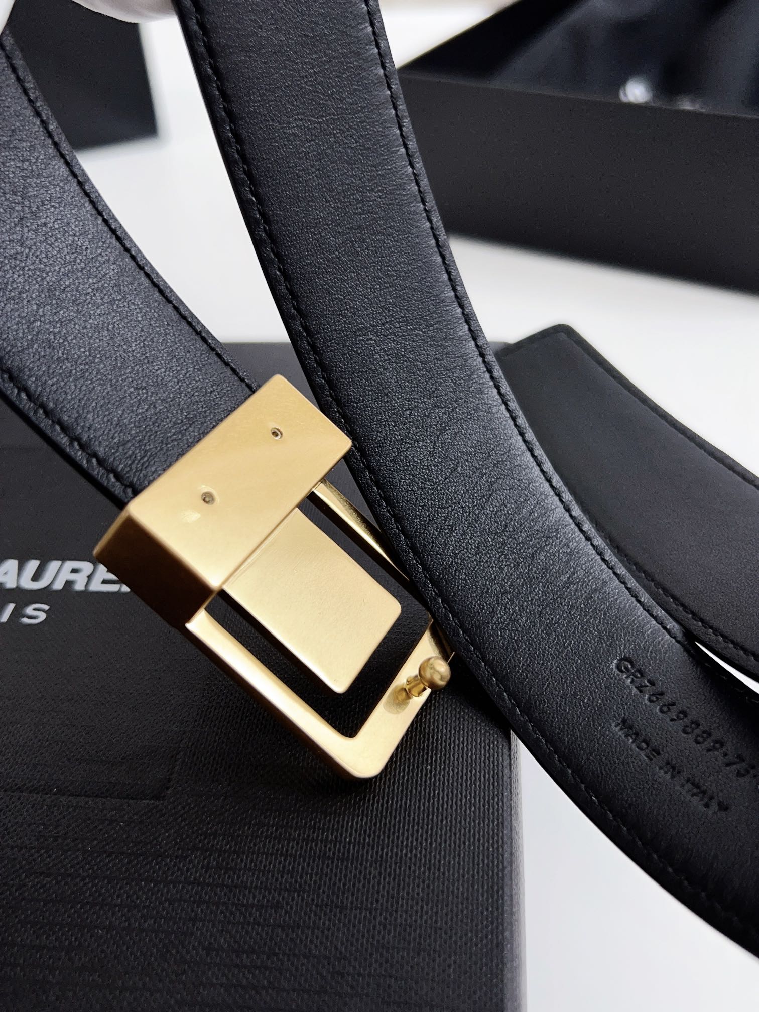 YSL Belt 30mm Black Calfskin Gold Hardware