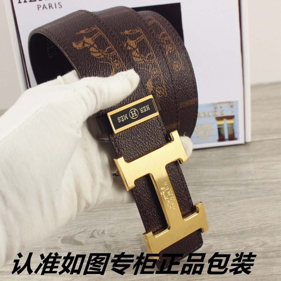 HM Constance Belt 38mm Brown Cowhide Gold Buckle 620195