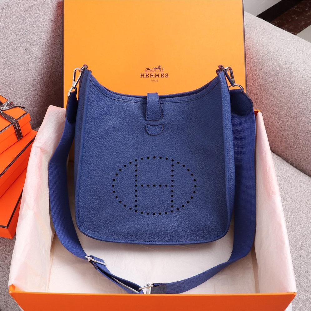 HM EVELYNE BAG 28 AZURE TOGO