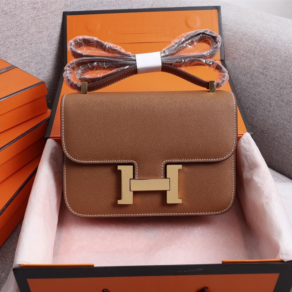 HM CONSTANCE BAGS 18 RUSSET EPSOM GOLD HARDWARE