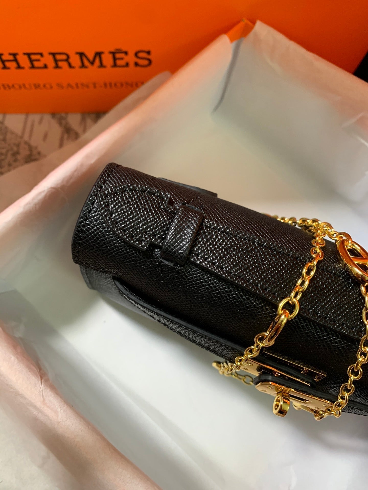 HM KELLY MINI POCHETTE 22 BLACK EPSOM