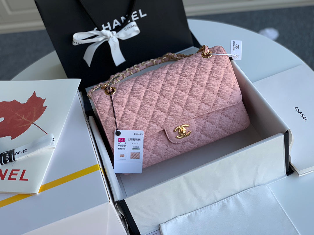 flap bag medium 25 pink caviar ghw