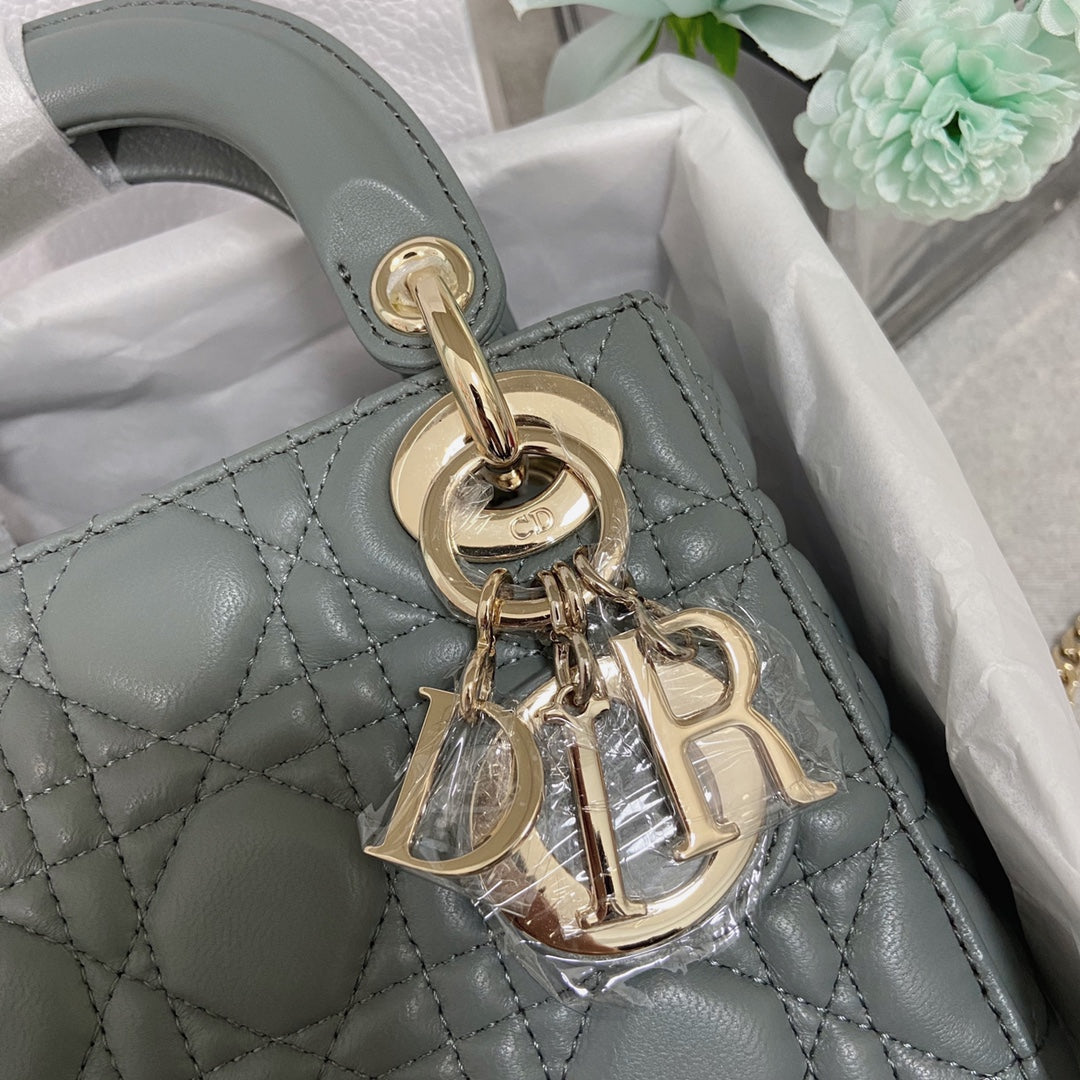 mini lady 17 rock gray lambskin