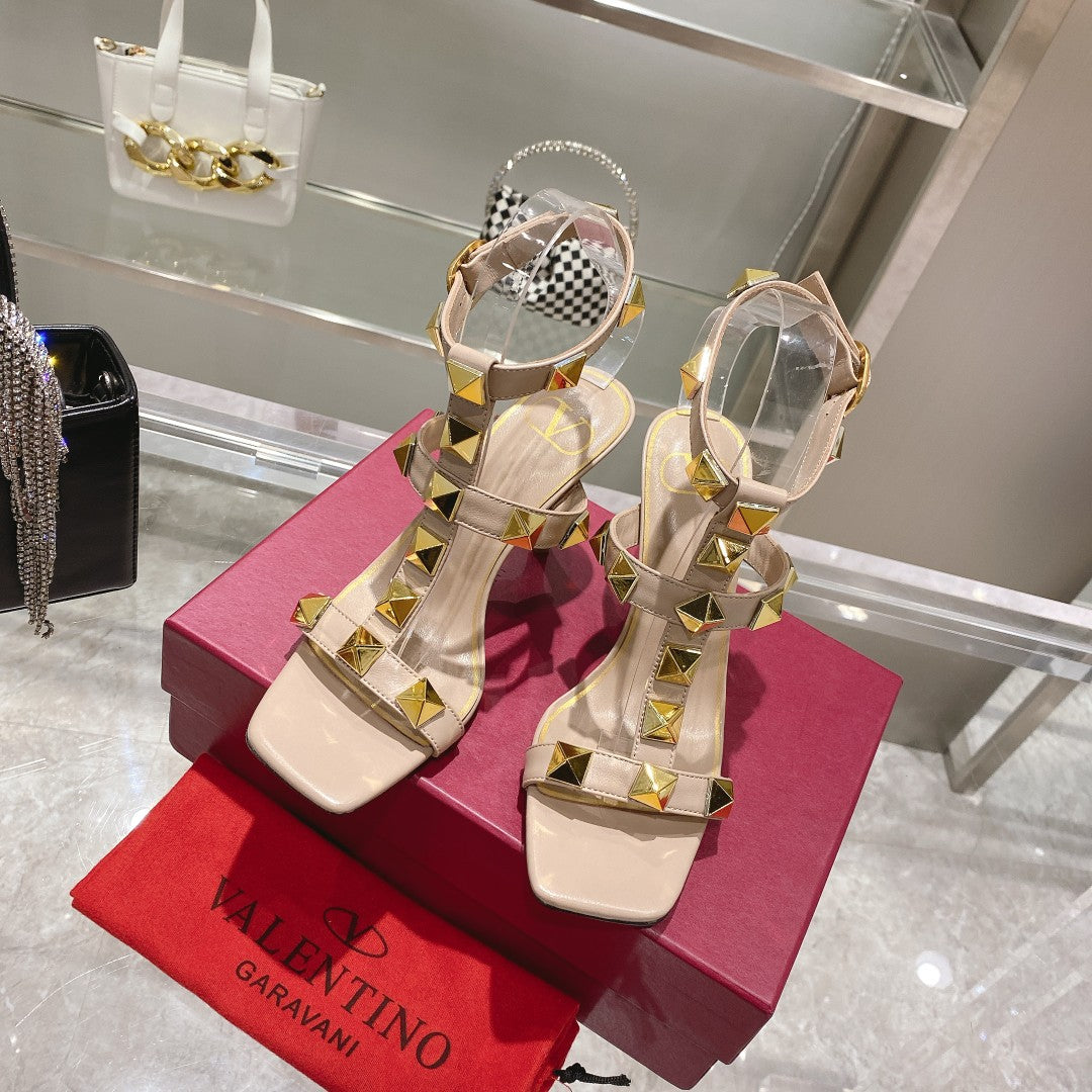 Valentino Studded Strappy Pumps 95mm Sheepskin 239551