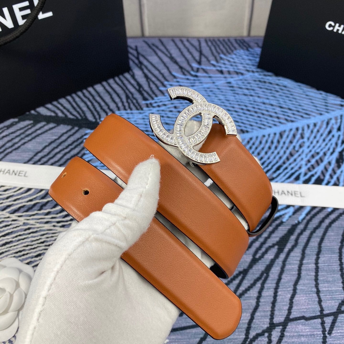 CC Women's Belt 3.0CM Brown Cowhide 615101