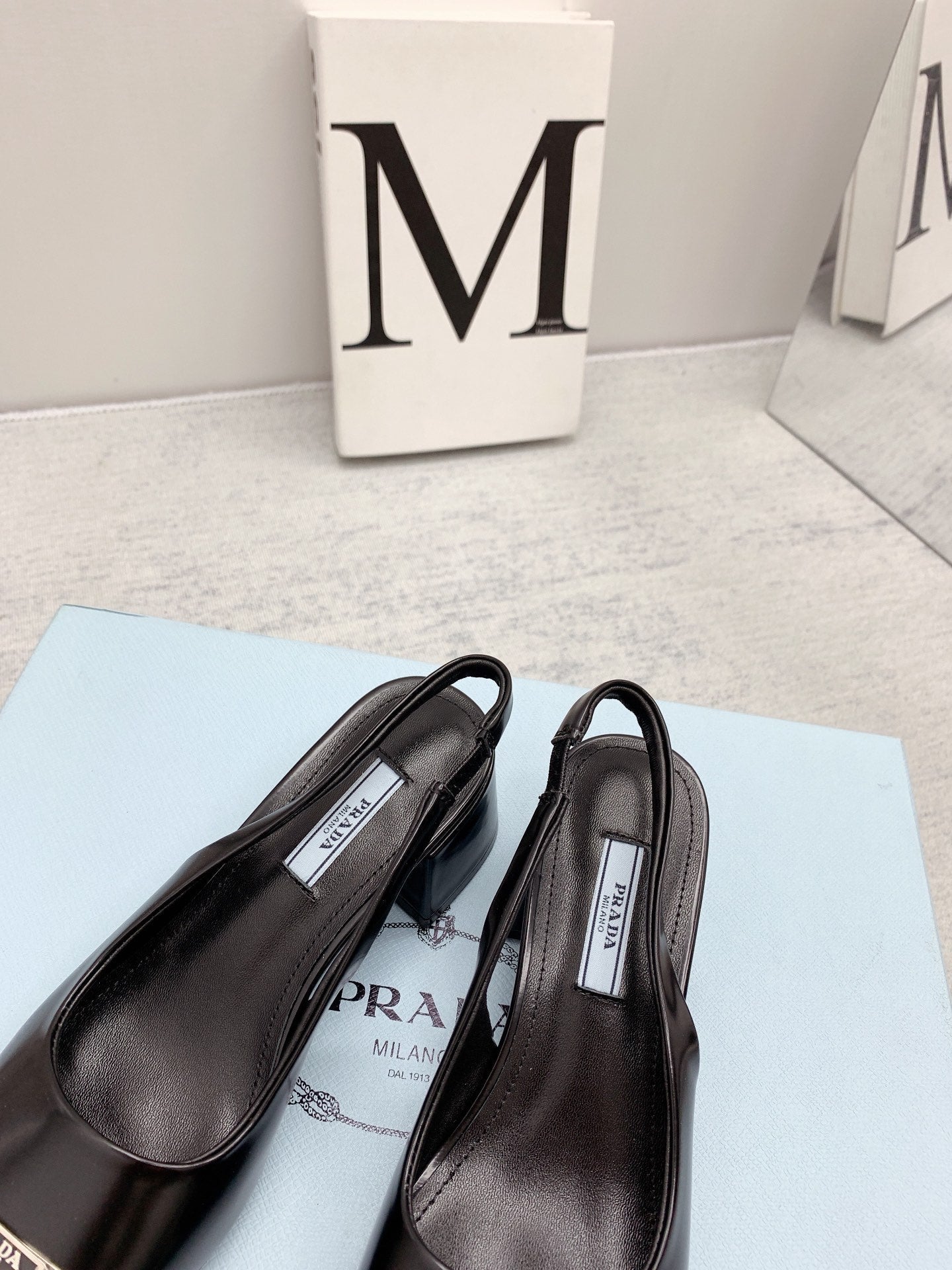 Prada 2026 Mary Jane Sandals 55 Black Metallic Silver Sheepskin 731165