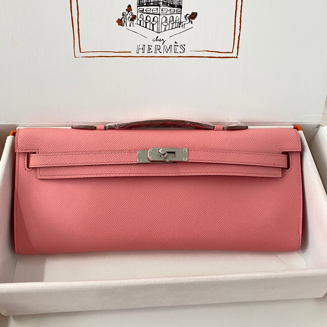 HM Kelly Cut 31 Pink Pastel Epsom Leather Silver Hardware 229064