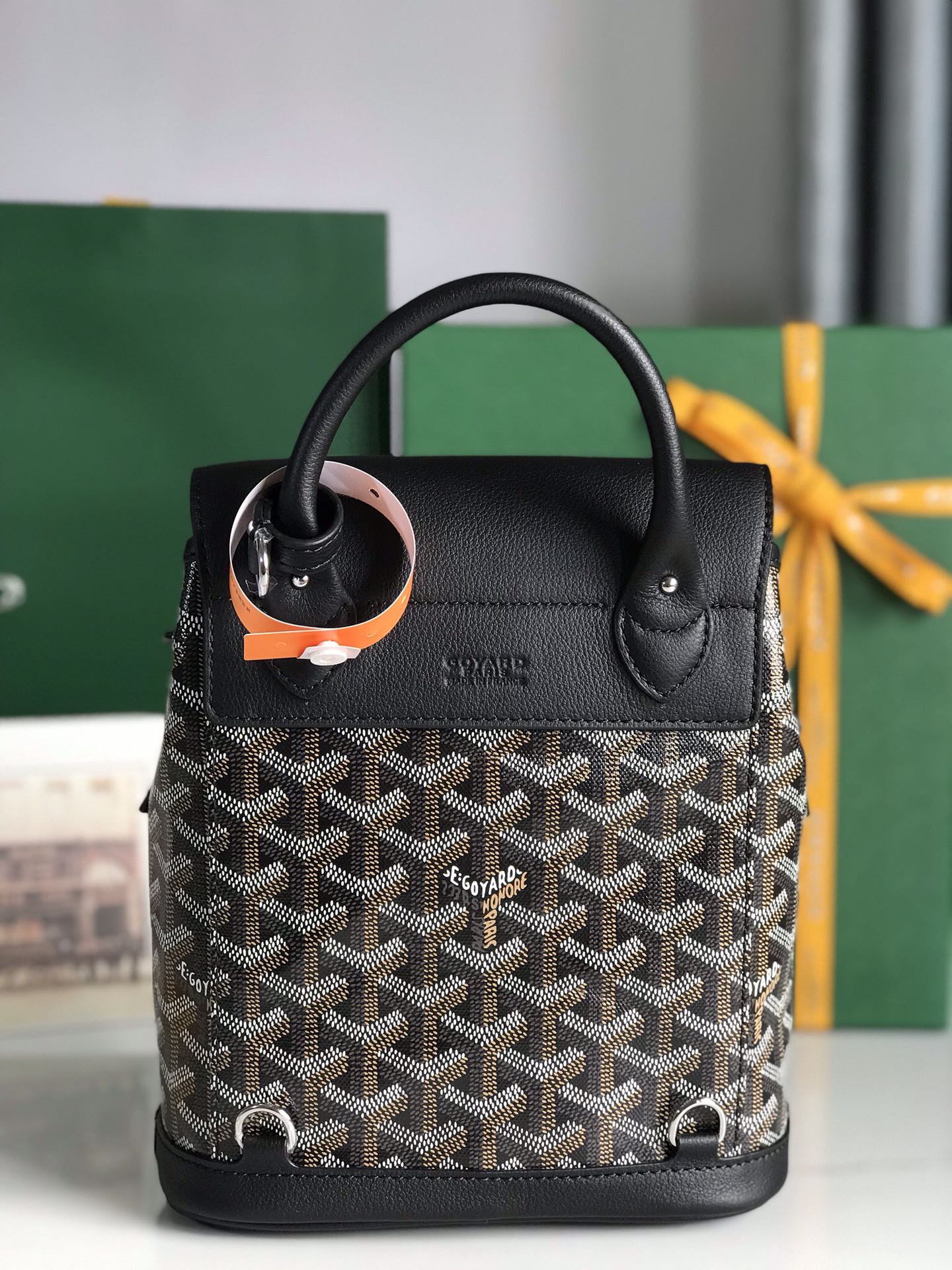 ALPIN MINI BACKPACK 21 IN BLACK LAMBSKIN AND GOYARDINE CANVAS