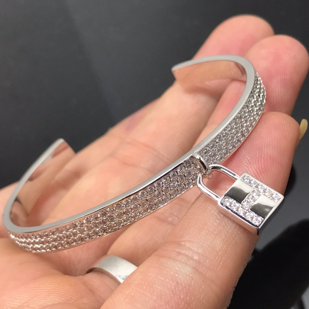 Hermes Kelly Open Cadenas Diamond Bracelet