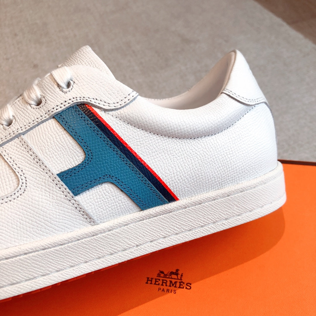 HM BOOMERANG SNEAKER WHITE AND AEGEAN CALFSKIN