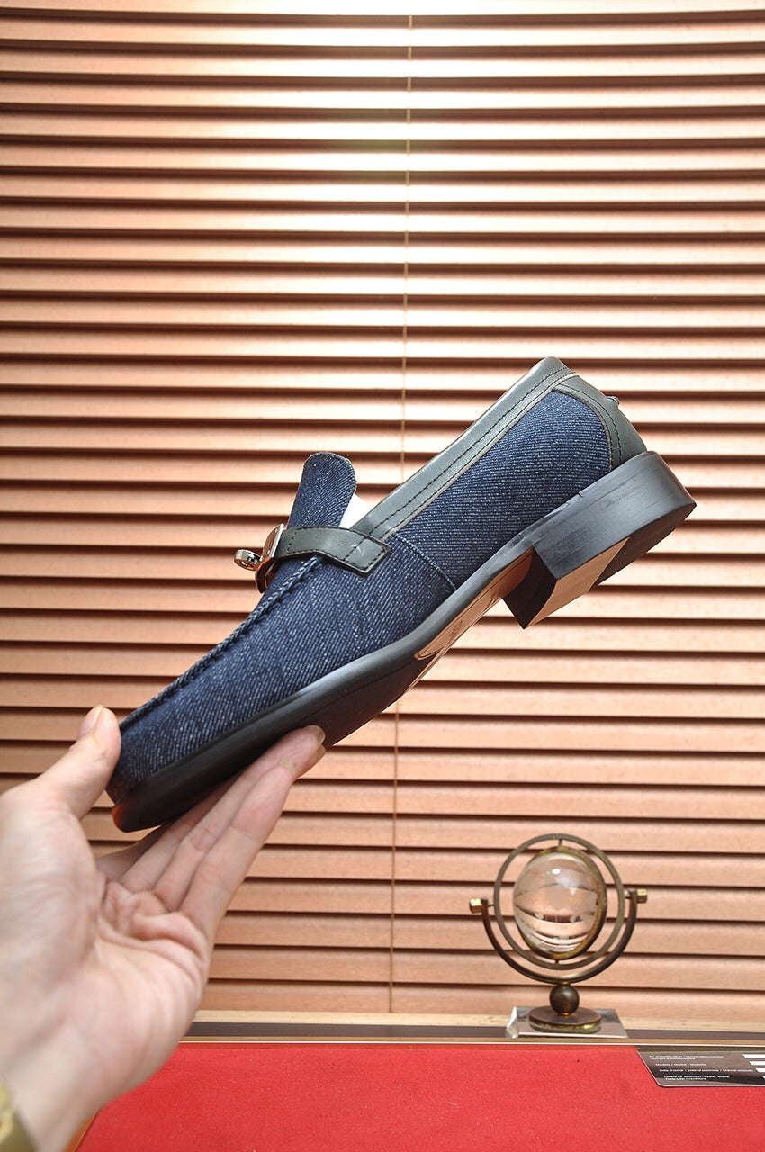 HM Men's Destin Loafer Blue Denim Cowhide 668422