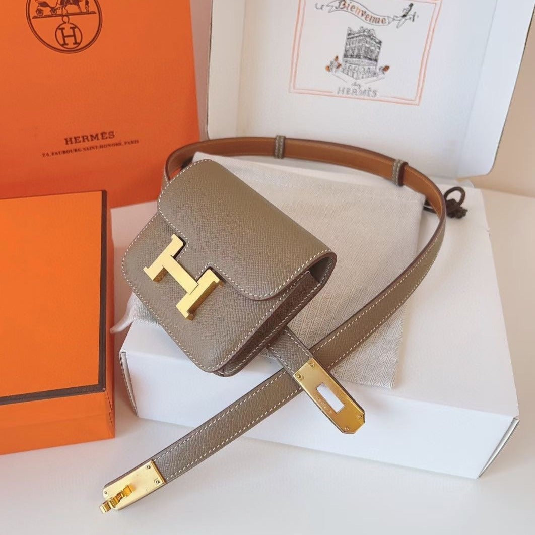 hm kelly belt 18mm with constance slim grey epsom gold hardware