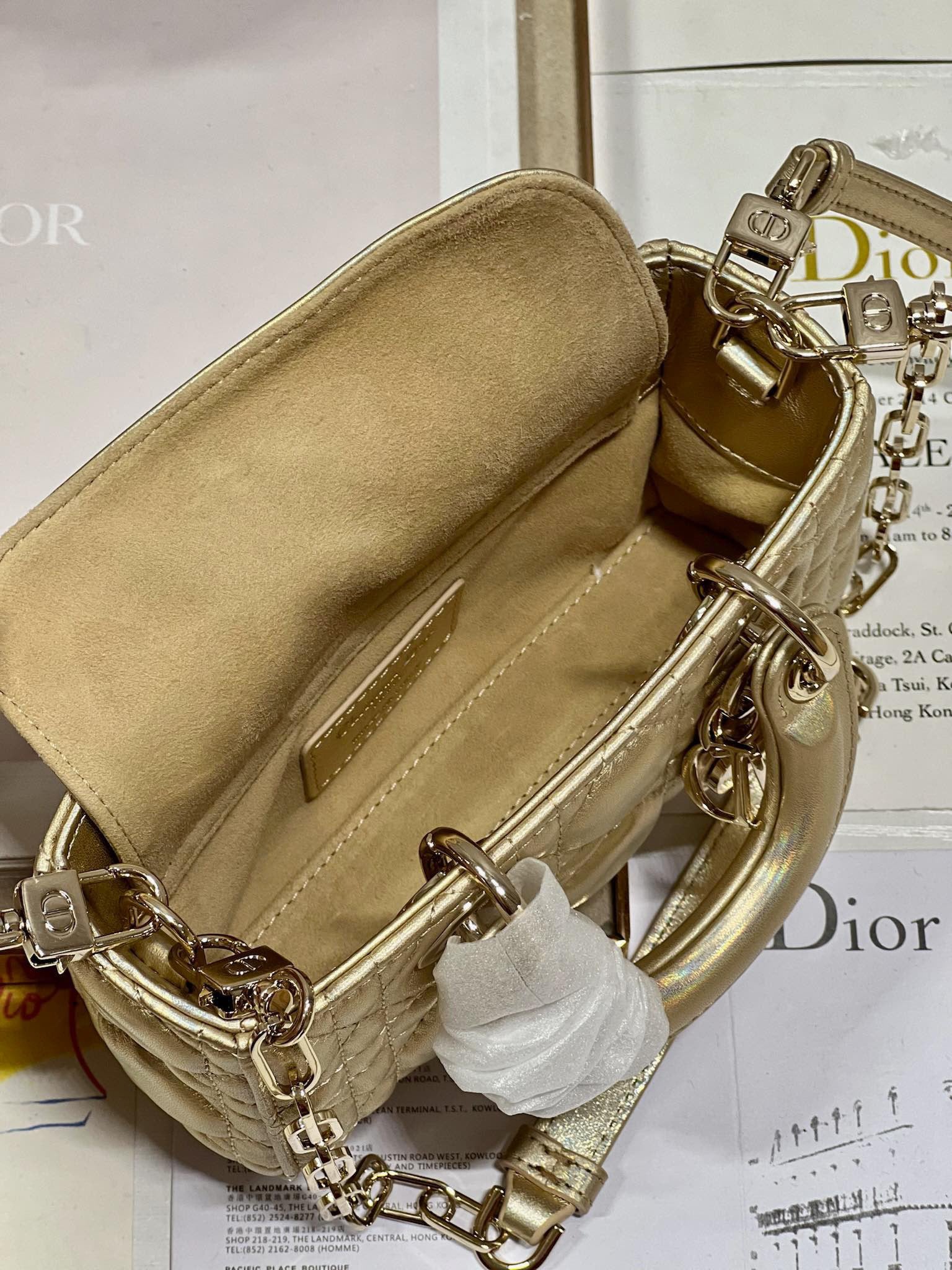 CD Lady D-Joy 16 Gold Lambskin 336621