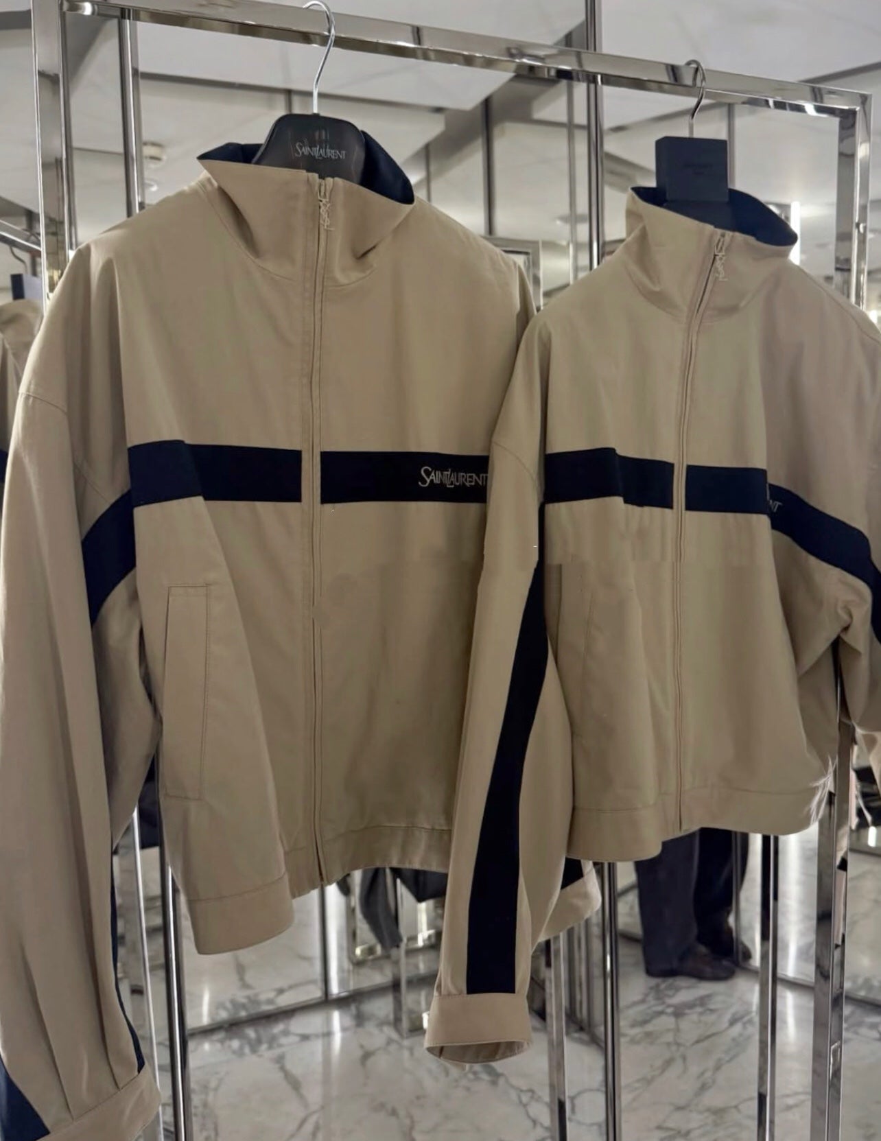 YSL 2026 Sportswear Jacket Khaki mix Navy Blue Cotton