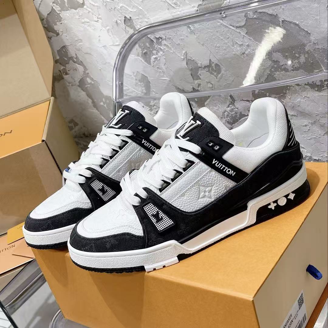 Louis Vuitton 2026 Trainer Black White Monogram Denim Calfskin
