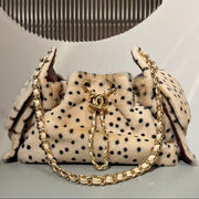 Chanel 2026 Hobo Bag 22cm Beige Black Plush Leather