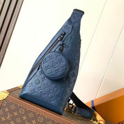 Louis Vuitton 2026 Duo Slingbag Navy Blue Monogram Shadow Embossed Calf Leather