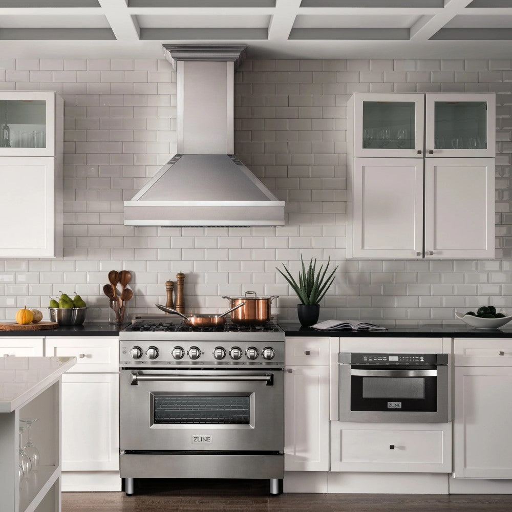 ZLINE 36" Dual Fuel Range with Gas Stove and Electric Oven in Stainless Steel with Color Door Options (RA36)