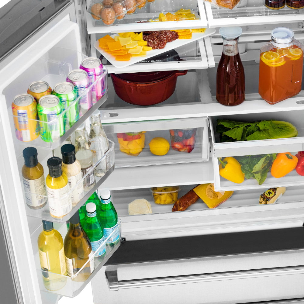 ZLINE 36" 22.5 cu. ft Freestanding French Door Refrigerator with Ice Maker in Fingerprint Resistant Stainless Steel (RFM-36)