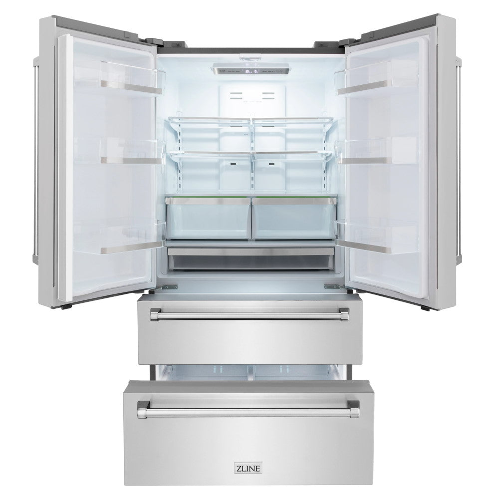 ZLINE 36" 22.5 cu. ft Freestanding French Door Refrigerator with Ice Maker in Fingerprint Resistant Stainless Steel (RFM-36)