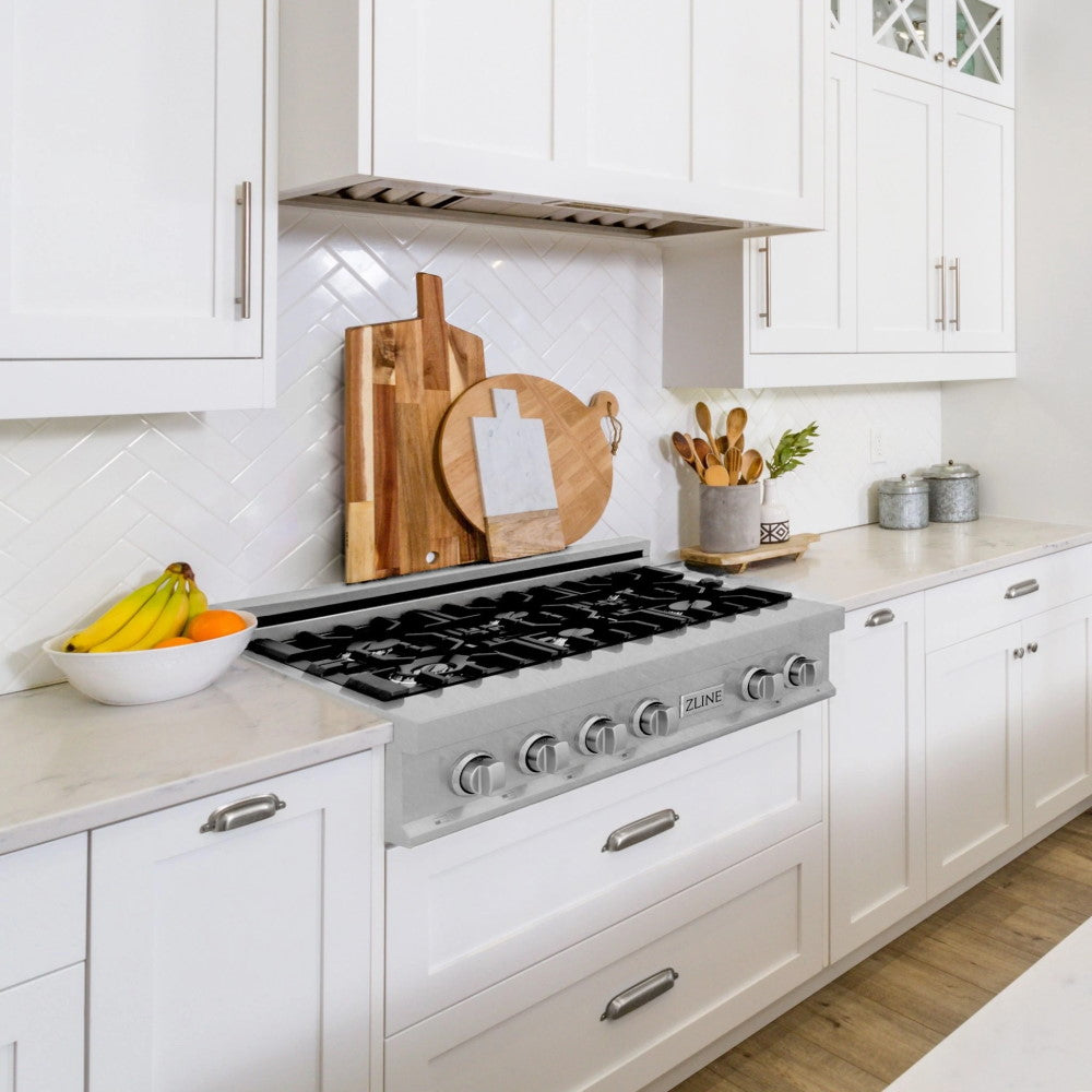ZLINE 36" Porcelain Gas Stovetop in DuraSnow® Stainless Steel with 6 Gas Burners (RTS-36)