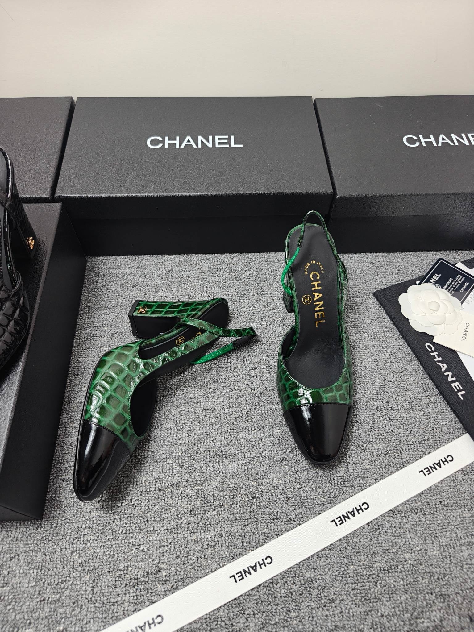 Chanel 2026 Crocodile Empossed Slingback Glossy Calfskin 855982