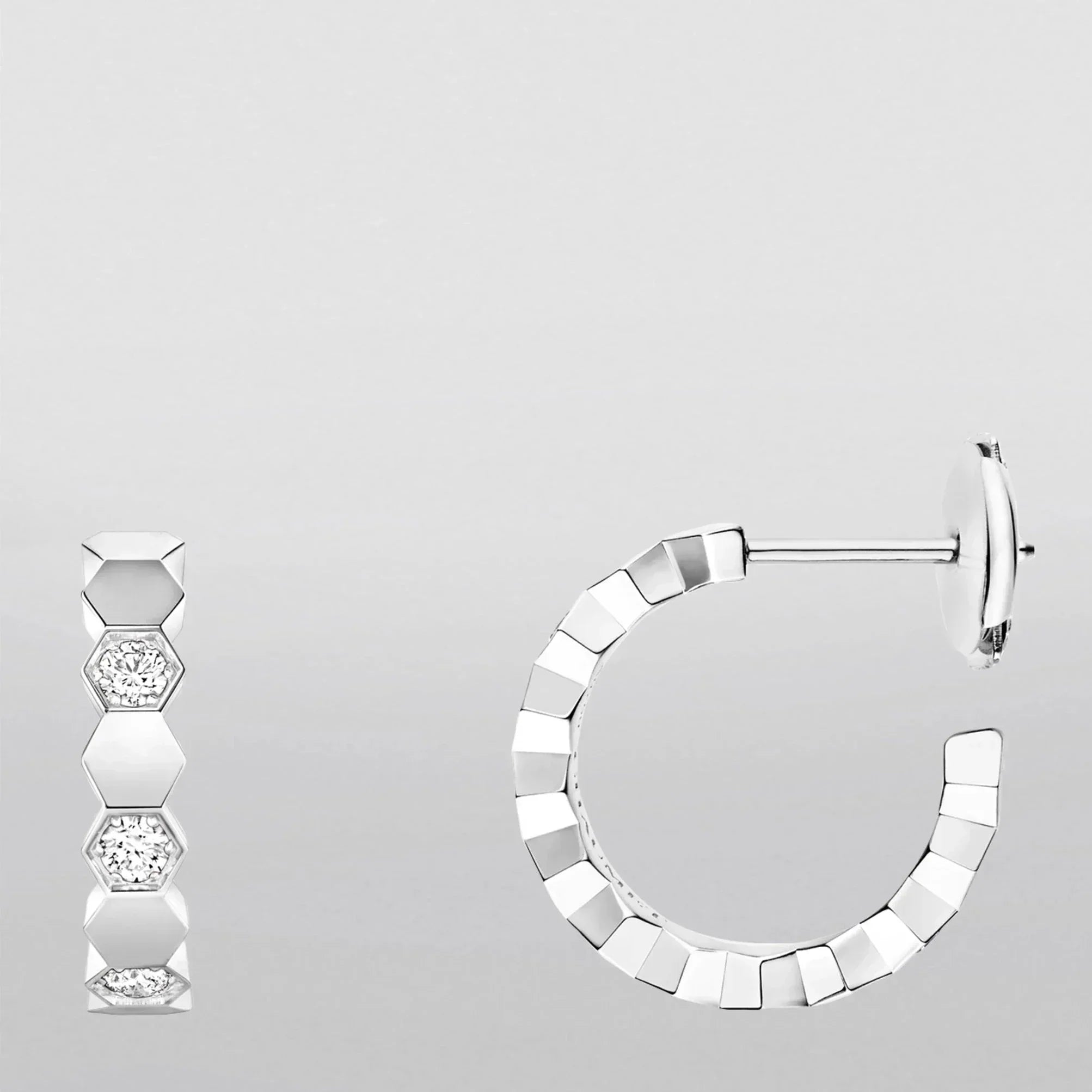 HONEE SILVER DIAMOND HOOP EARRINGS