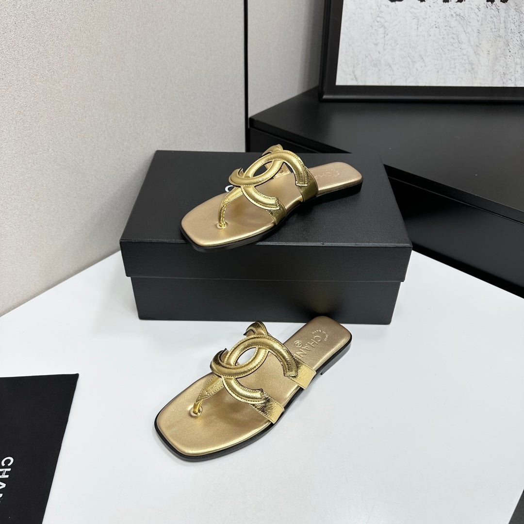 Chanel 2026 Flat Thong Sandal Suede Leather 822819