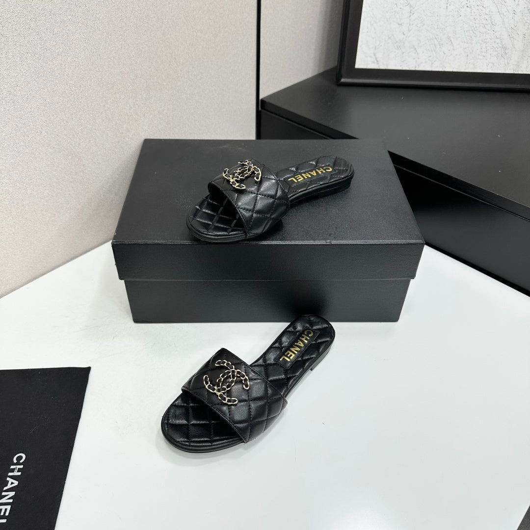 Chanel 2026 Double C Quilted Sandal Tweed Lambskin 894808