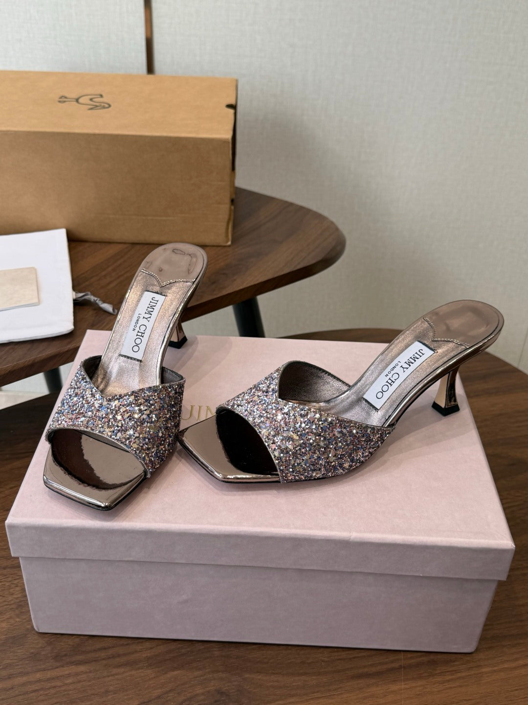 Jimmy Choo 2026 Skye Sandals 65mm Glitter Leather 940362