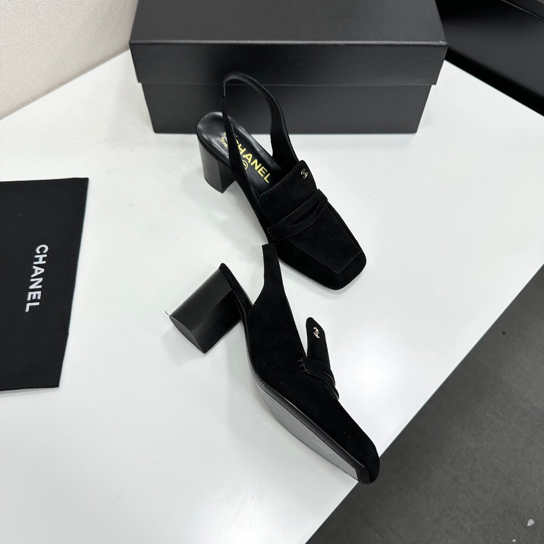 Chanel 2026 Square Toe Chunky Shoes 70mm Suede Leather 944667