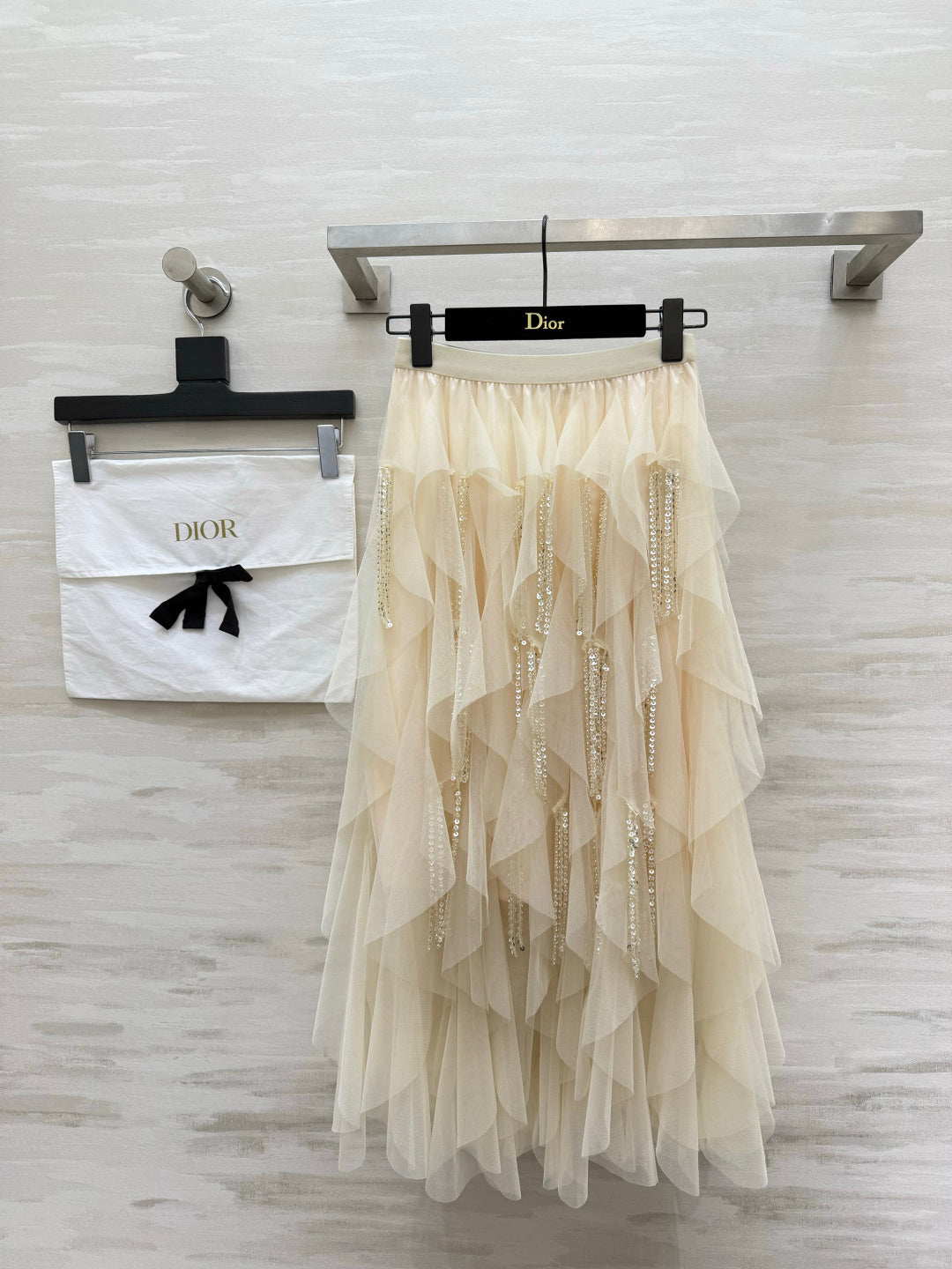 Dior 2026 Tulle Skirt Black And Beige Lace Cotton 412090
