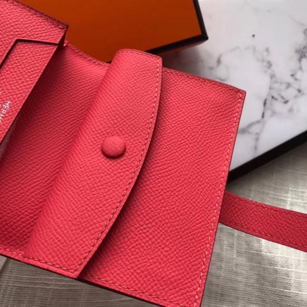 HM Bearn 10cm Mini Wallet In Rose Lipstick Epsom Leather