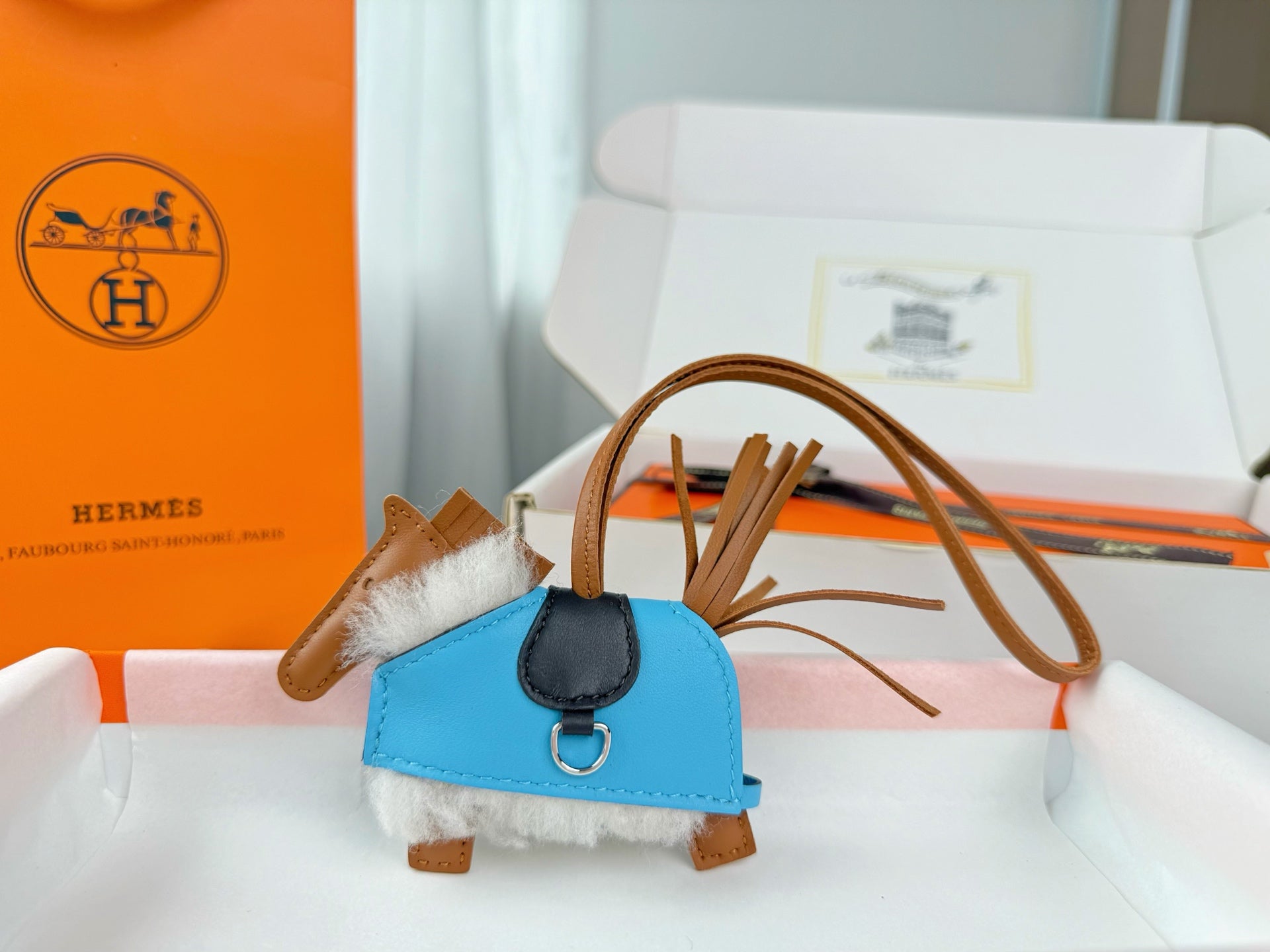 Hermes Rodeo Robeo Coeur Pony Bag Charm Lambswool