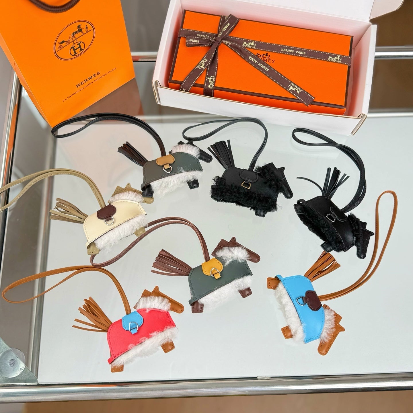 Hermes Rodeo Robeo Coeur Pony Bag Charm Lambswool