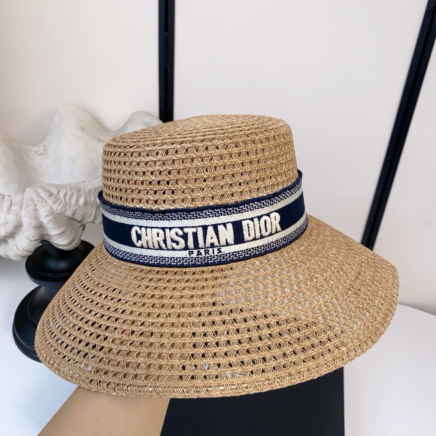 Dior Straw Hat With Embroidered Logo 212956