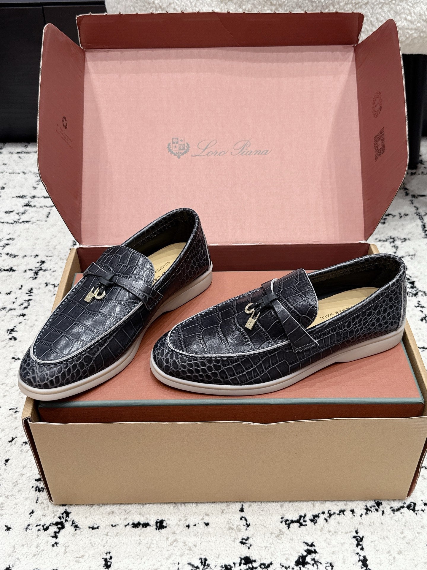 Loro Piana 2026 Crocodile Embossed Loafer Cowhide 923388