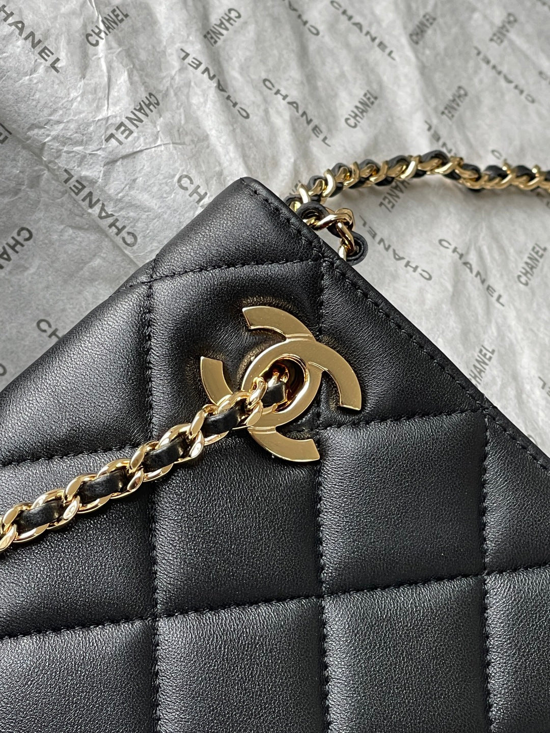 Chanel 2026 Small Shopping Tote Bag Black 24.5cm Black Lambskin 348256