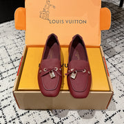 LV Flat-soled lock loafers burgundy cowhide 383376