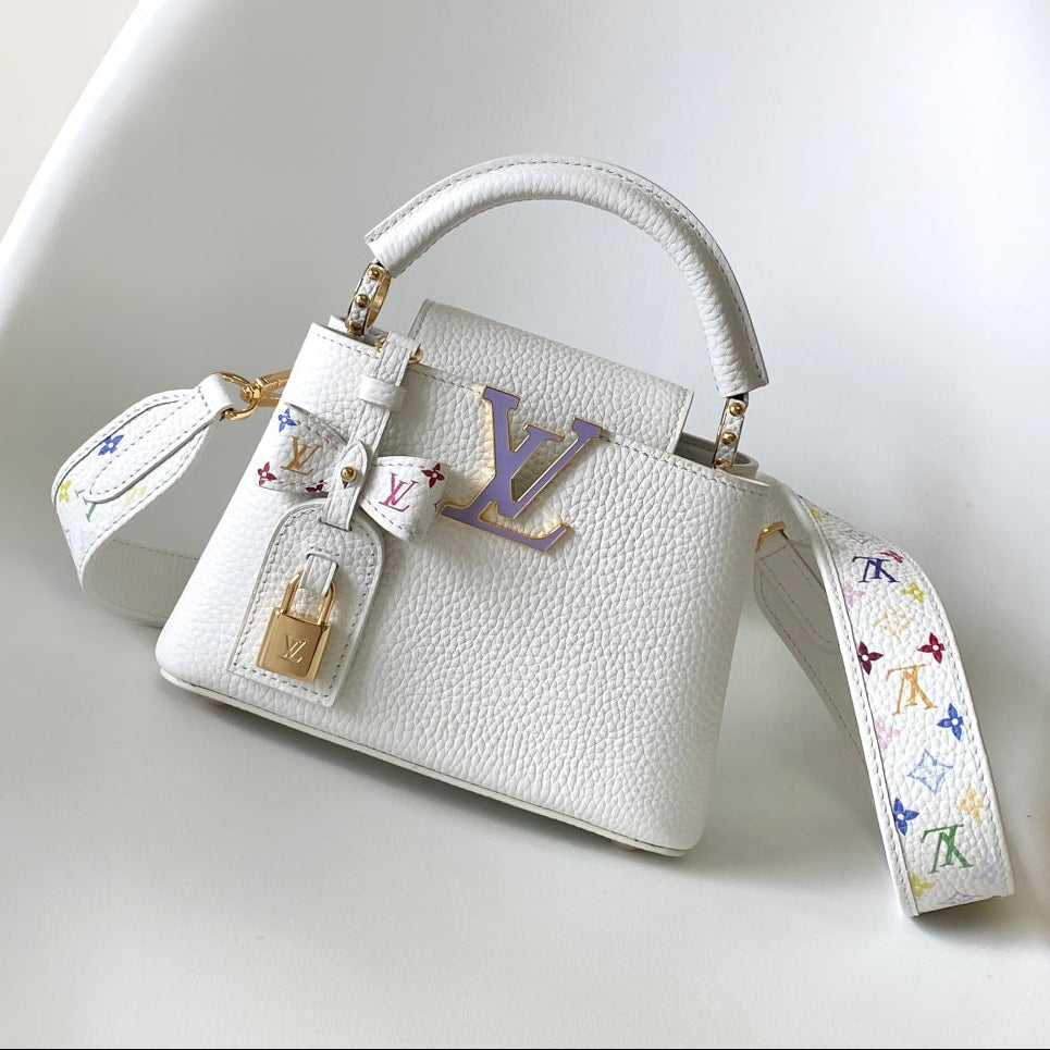 LV x TM 2026 Capucines Bag White Purple Taurillon Cowhide Leather 281559