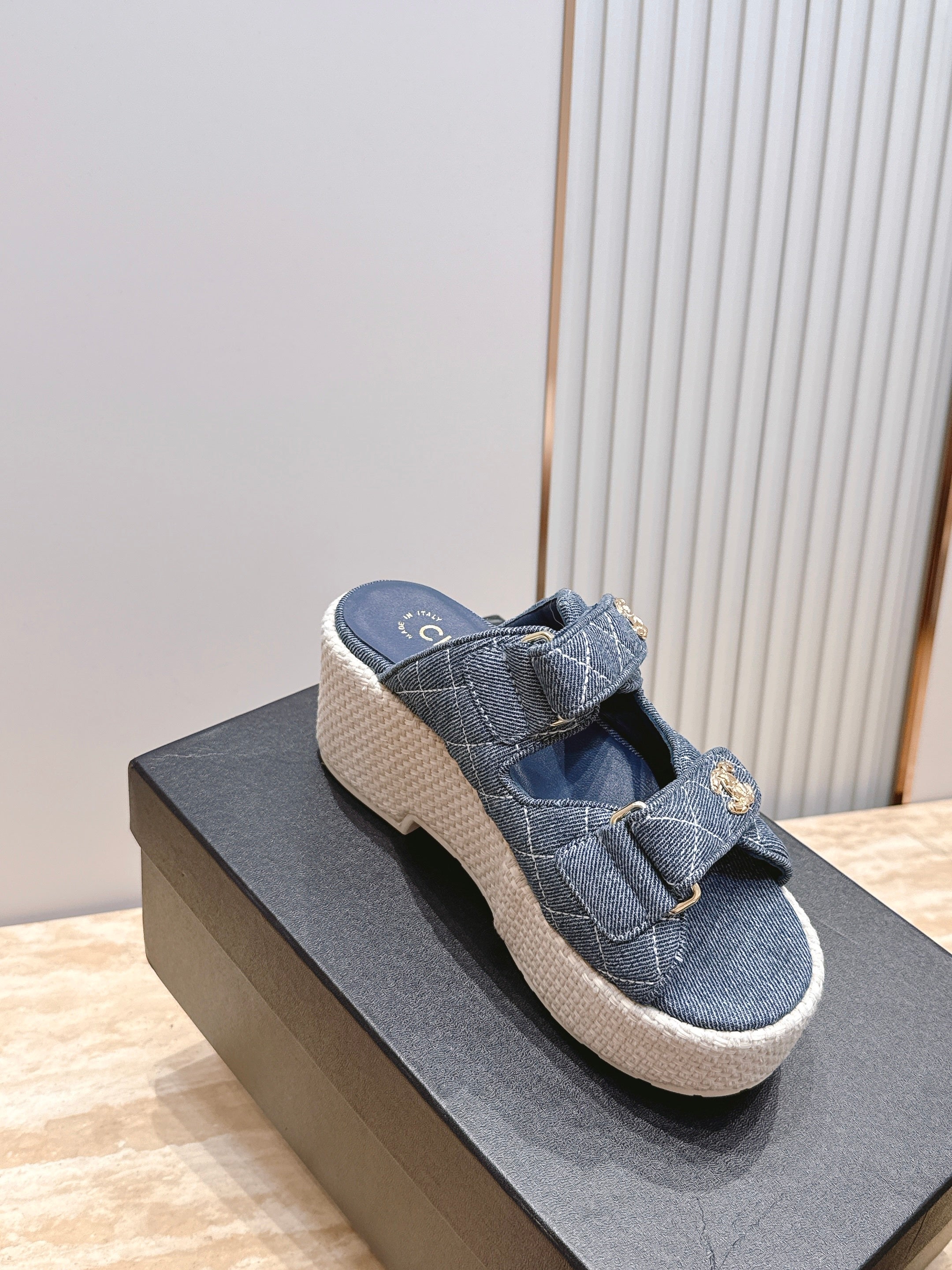 Channel 2026 Denim Platform Sandal 60mm Leather 899048