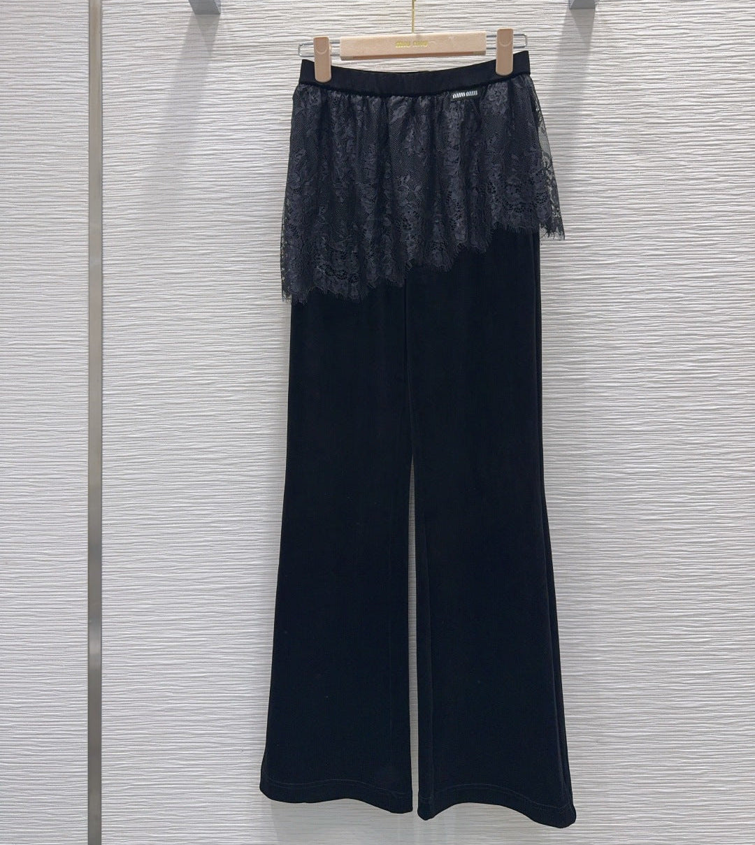 Miumiu 2026 Pant With Lace Black Velvet 827746